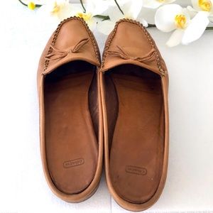 Coach Rayna Mules Slip Ons J299 Italy Brown Caramel Leather Size 8